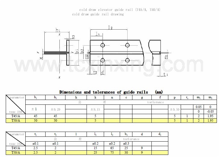 T75-3/B (10mm) Guide Rail